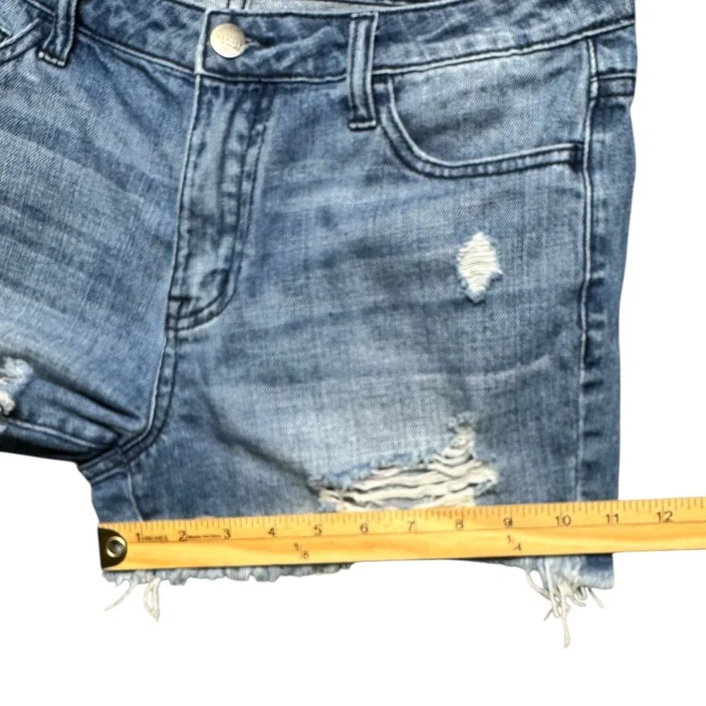 Vervet High Rise Distressed Jean Shorts Womens Small‎ Blue Denim #VT371 Cotton
